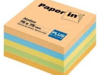 Notes adhesives 5 colors pastel 300 fulls 75x75 Paper-in Plus