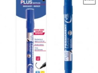 Retolador permanent blau plàstic Plus Marker 3 -blíster 1-